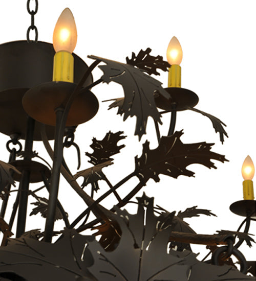 Meyda Lighting Greenbriar Oak 72" 12-Light Oil Rubbed Bronze Chandelier With Multi-Colored Shade Glass
