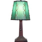 Meyda Lighting Greenwood 13" Textured Black Mini Table Lamp With Green Shade