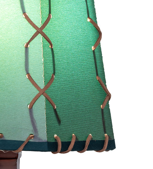 Meyda Lighting Greenwood 13" Textured Black Mini Table Lamp With Green Shade