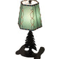 Meyda Lighting Greenwood 17" Textured Black Mini Table Lamp With Green Shade