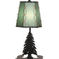 Meyda Lighting Greenwood 17" Textured Black Mini Table Lamp With Green Shade