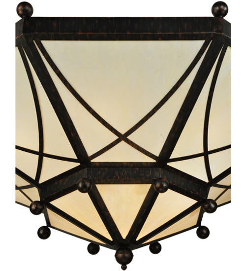 Meyda Lighting Grenoble 74" 15-Light Roasted Red Pepper Semi-flush Mount Ceiling Light With Creme Carrare Idalight Shade