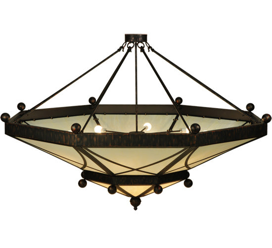 Meyda Lighting Grenoble 74" 15-Light Roasted Red Pepper Semi-flush Mount Ceiling Light With Creme Carrare Idalight Shade