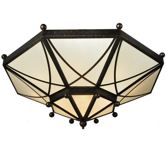 Meyda Lighting Grenoble 74" 15-Light Roasted Red Pepper Semi-flush Mount Ceiling Light With Creme Carrare Idalight Shade