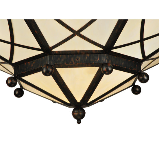 Meyda Lighting Grenoble 74" 15-Light Roasted Red Pepper Semi-flush Mount Ceiling Light With Creme Carrare Idalight Shade