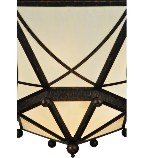 Meyda Lighting Grenoble 74" 15-Light Roasted Red Pepper Semi-flush Mount Ceiling Light With Creme Carrare Idalight Shade