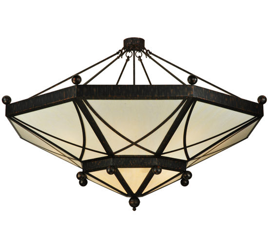 Meyda Lighting Grenoble 74" 15-Light Roasted Red Pepper Semi-flush Mount Ceiling Light With Creme Carrare Idalight Shade