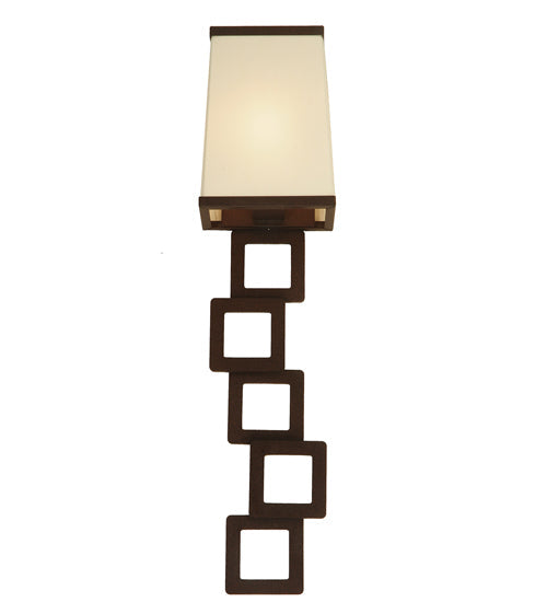 Meyda Lighting Gridluck 244338 7" Cafe Noir Wall Sconce With Antique Cream Textrene Shade