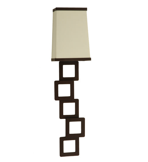 Meyda Lighting Gridluck 7" Cafe Noir Wall Sconce With Antique Cream Textrene Shade