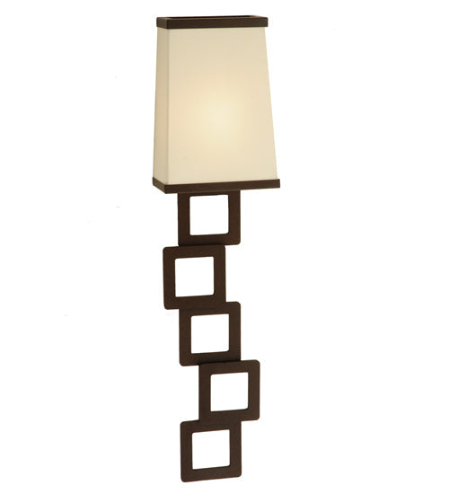 Meyda Lighting Gridluck 7" Cafe Noir Wall Sconce With Antique Cream Textrene Shade