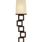 Meyda Lighting Gridluck 7" Cafe Noir Wall Sconce With Antique Cream Textrene Shade