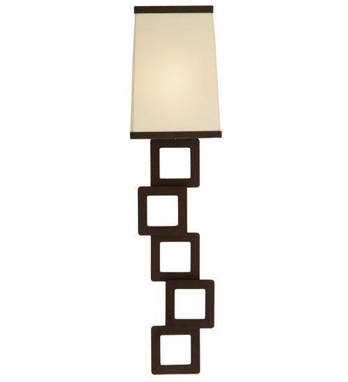 Meyda Lighting Gridluck 7" Cafe Noir Wall Sconce With Antique Cream Textrene Shade
