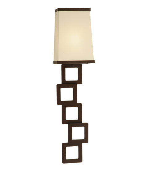 Meyda Lighting Gridluck 7" Cafe Noir Wall Sconce With Antique Cream Textrene Shade