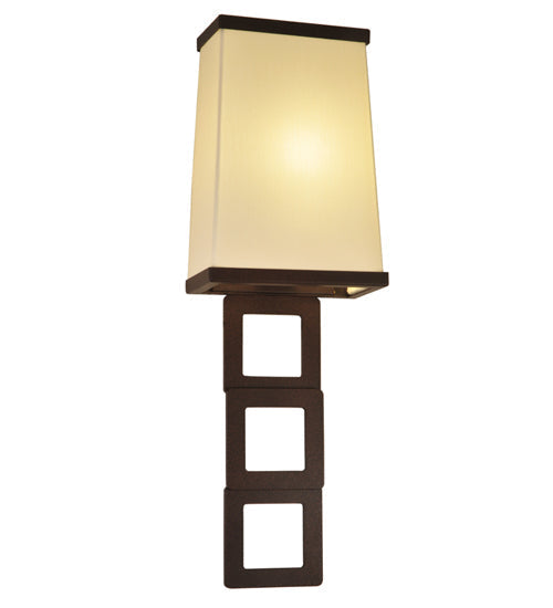 Meyda Lighting Gridluck 7" Cafe Noir Wall Sconce With White Antique Cream Textrene Shade