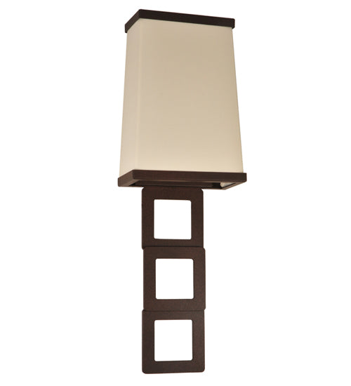 Meyda Lighting Gridluck 7" Cafe Noir Wall Sconce With White Antique Cream Textrene Shade