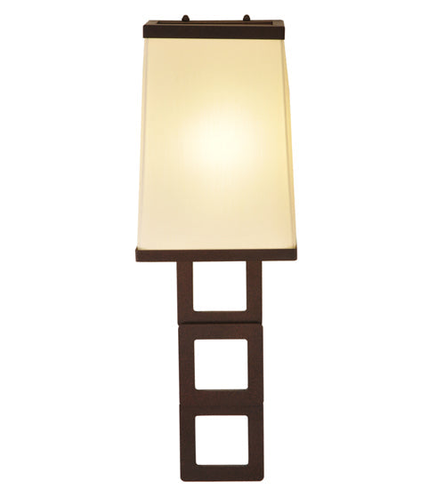 Meyda Lighting Gridluck 7" Cafe Noir Wall Sconce With White Antique Cream Textrene Shade