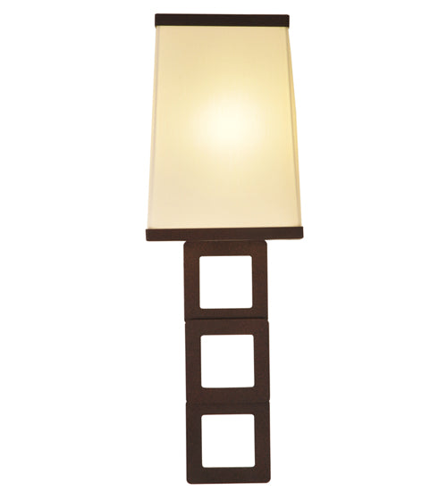 Meyda Lighting Gridluck 7" Cafe Noir Wall Sconce With White Antique Cream Textrene Shade