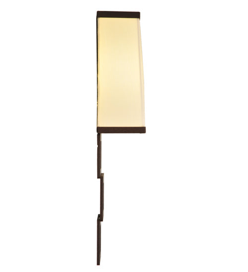 Meyda Lighting Gridluck 7" Cafe Noir Wall Sconce With White Antique Cream Textrene Shade