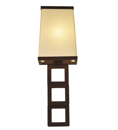 Meyda Lighting Gridluck 7" Cafe Noir Wall Sconce With White Antique Cream Textrene Shade