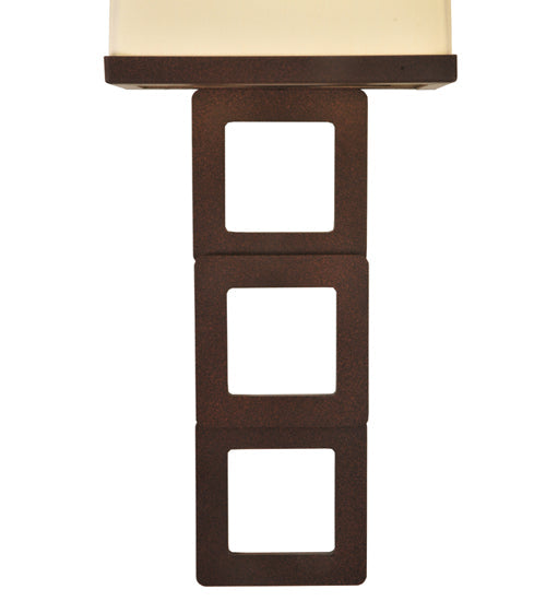 Meyda Lighting Gridluck 7" Cafe Noir Wall Sconce With White Antique Cream Textrene Shade
