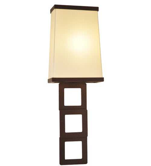 Meyda Lighting Gridluck 7" Cafe Noir Wall Sconce With White Antique Cream Textrene Shade