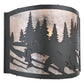 Meyda Lighting Grizzly Bear 12" Black Left Wall Sconce With Silver Mica Shade Glass