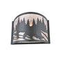 Meyda Lighting Grizzly Bear 12" Black Left Wall Sconce With Silver Mica Shade Glass