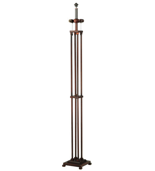 Meyda Lighting Grizzly Bear 63" 2-Light Mahogany Bronze Floor Lamp With Multi-Colored Shade Glass