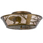 Meyda Lighting Grizzly Bear On The Loose 22" Antique Copper Flushmount With Silver Mica Shade Glass