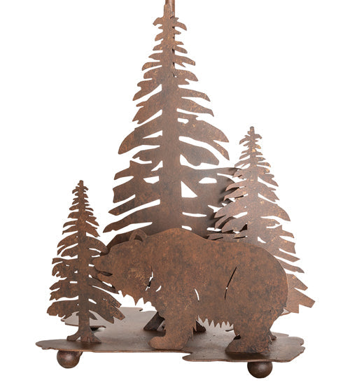 Meyda Lighting Grizzly Bear Through the Trees 16" Hand Painted Rust Table Lamp Base