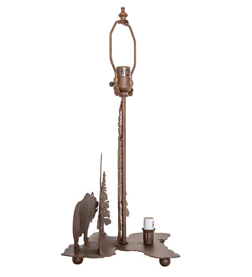 Meyda Lighting Grizzly Bear Through the Trees 16" Hand Painted Rust Table Lamp Base