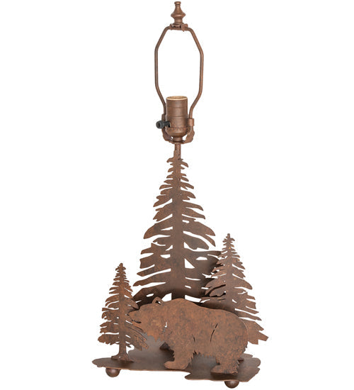 Meyda Lighting Grizzly Bear Through the Trees 16" Hand Painted Rust Table Lamp Base