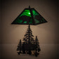 Meyda Lighting Grizzly Bear Through the Trees 21" 2-Light Textured Black Table Lamp With Emerald Green Art Shade Glass