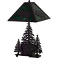 Meyda Lighting Grizzly Bear Through the Trees 21" 2-Light Textured Black Table Lamp With Emerald Green Art Shade Glass