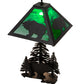 Meyda Lighting Grizzly Bear Through the Trees 21" 2-Light Textured Black Table Lamp With Emerald Green Art Shade Glass