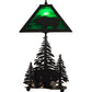 Meyda Lighting Grizzly Bear Through the Trees 21" 2-Light Textured Black Table Lamp With Emerald Green Art Shade Glass