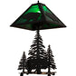 Meyda Lighting Grizzly Bear Through the Trees 21" 2-Light Textured Black Table Lamp With Emerald Green Art Shade Glass
