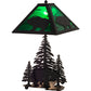 Meyda Lighting Grizzly Bear Through the Trees 21" 2-Light Textured Black Table Lamp With Emerald Green Art Shade Glass
