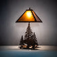 Meyda Lighting Grizzly Bear Through the Trees 22" 2-Light Rust Table Lamp With Amber Mica Shade Glass