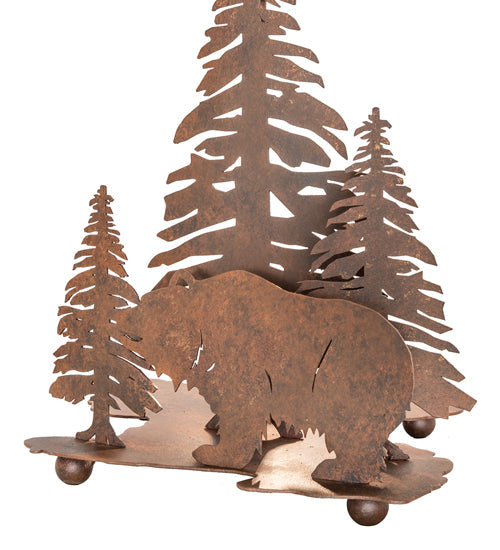 Meyda Lighting Grizzly Bear Through the Trees 22" 2-Light Rust Table Lamp With Amber Mica Shade Glass