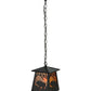 Meyda Lighting Grizzly Bear at Dawn 10" Textured Black Mini Pendant Light With Amber Mica Shade Glass