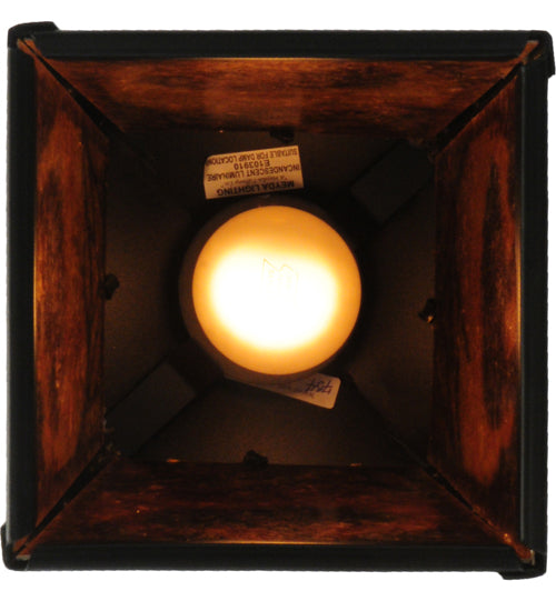 Meyda Lighting Grizzly Bear at Dawn 10" Textured Black Mini Pendant Light With Amber Mica Shade Glass