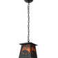 Meyda Lighting Grizzly Bear at Dawn 10" Textured Black Mini Pendant Light With Amber Mica Shade Glass
