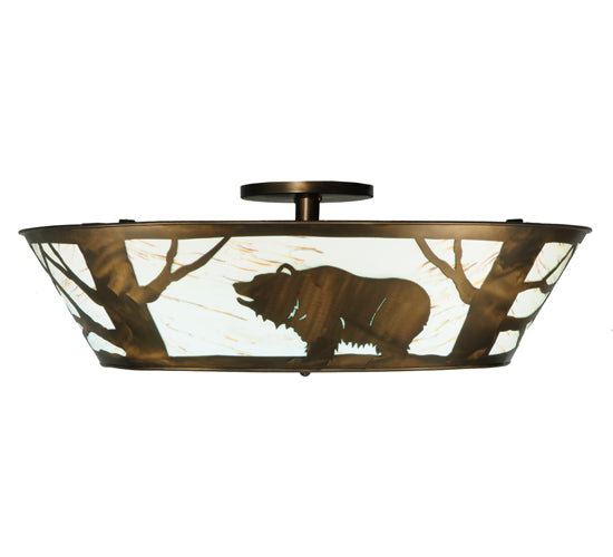 Meyda Lighting Grizzly Bear on the Loose 47" LED Antique Copper Flush Mount Light With Randsburg Rock Idalight Shade