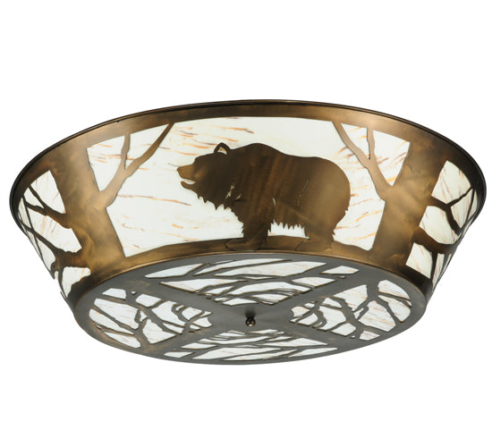 Meyda Lighting Grizzly Bear on the Loose 47" LED Antique Copper Flush Mount Light With Randsburg Rock Idalight Shade