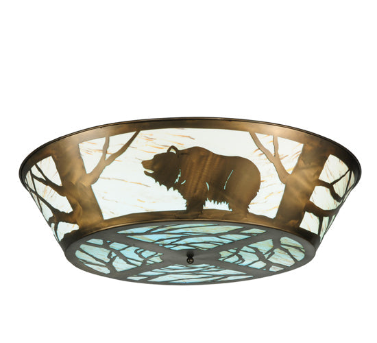 Meyda Lighting Grizzly Bear on the Loose 47" LED Antique Copper Flush Mount Light With Randsburg Rock Idalight Shade