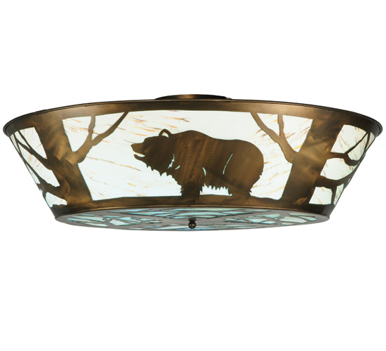 Meyda Lighting Grizzly Bear on the Loose 47" LED Antique Copper Flush Mount Light With Randsburg Rock Idalight Shade