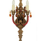 Meyda Lighting Grosetto 9" 2-Light Cortez Gold Wall Sconce With Red And Amber Crystal Shade