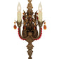 Meyda Lighting Grosetto 9" 2-Light Cortez Gold Wall Sconce With Red And Amber Crystal Shade