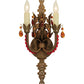 Meyda Lighting Grosetto 9" 2-Light Cortez Gold Wall Sconce With Red And Amber Crystal Shade